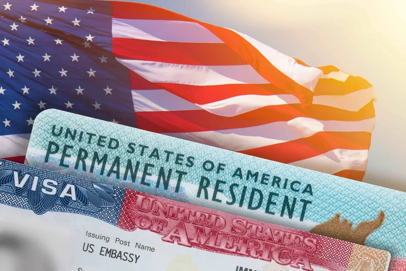 U.S. flag and immigration documents